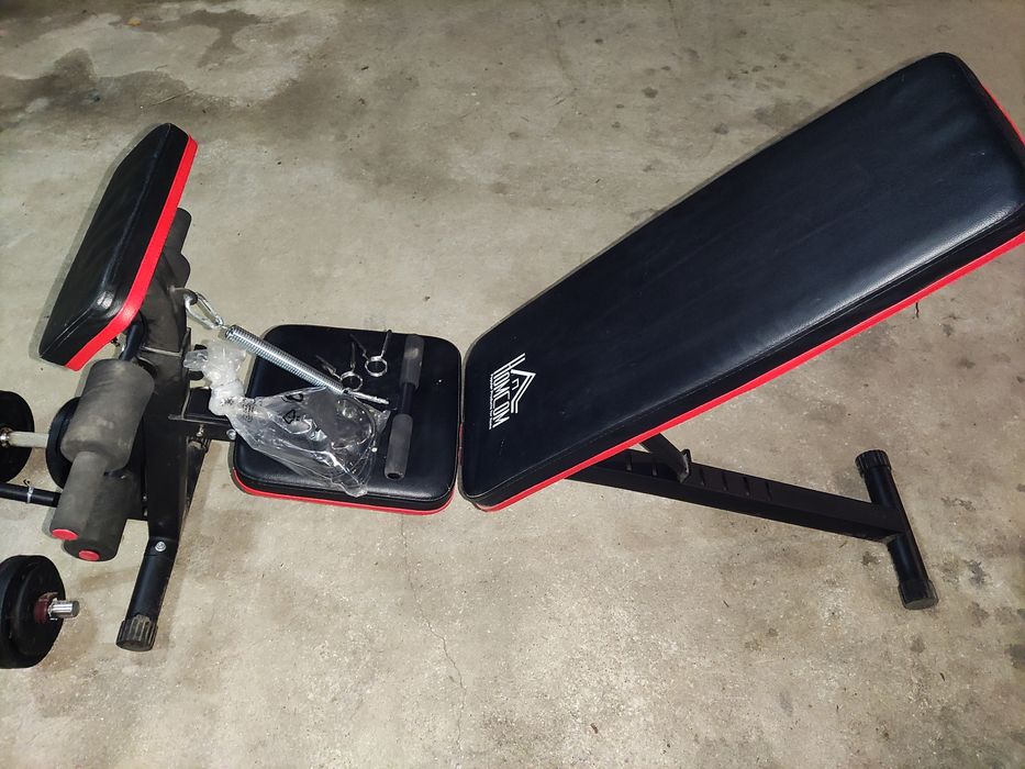 Banco de Musculação + Halteres – Bom estado