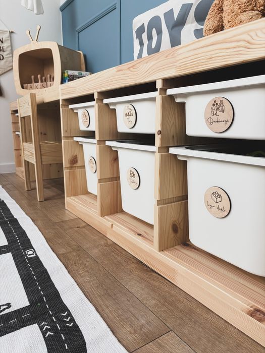 Drewniane plakietki na pojemniki trofast / tabliczki