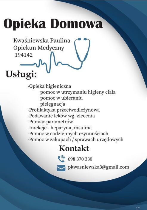 Opieka domowa usługi opiekuńcze
