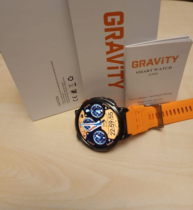 Smartwatch Gravity GT23-3 z rozmowami. SMS latarka paski.