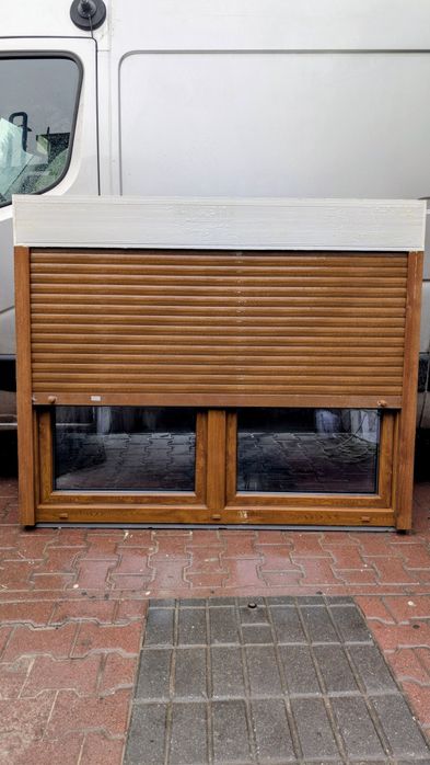 KR HAUS okno 166x136 3 szybowe złoty dąb z roletą zewnętrzna POZNAŃ