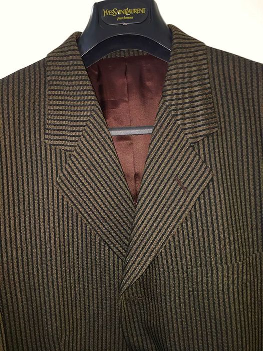 Blazer castanho  de riscas em algodão tamanho L