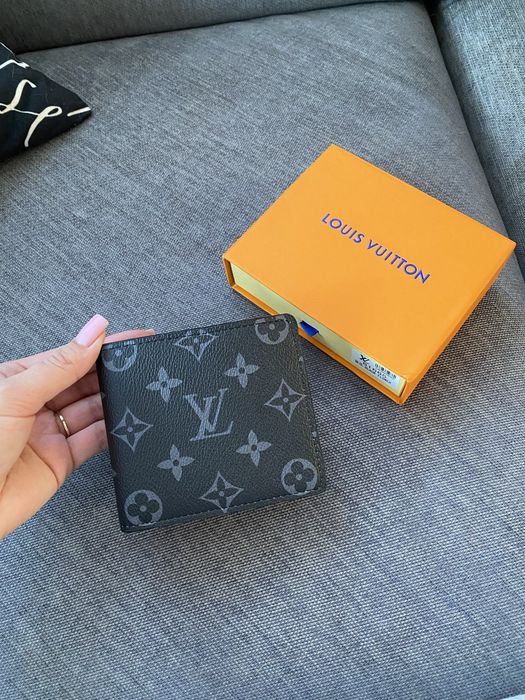 Portfel męski  LV Louis Vuitton monogram skórzany skóra szary czarny