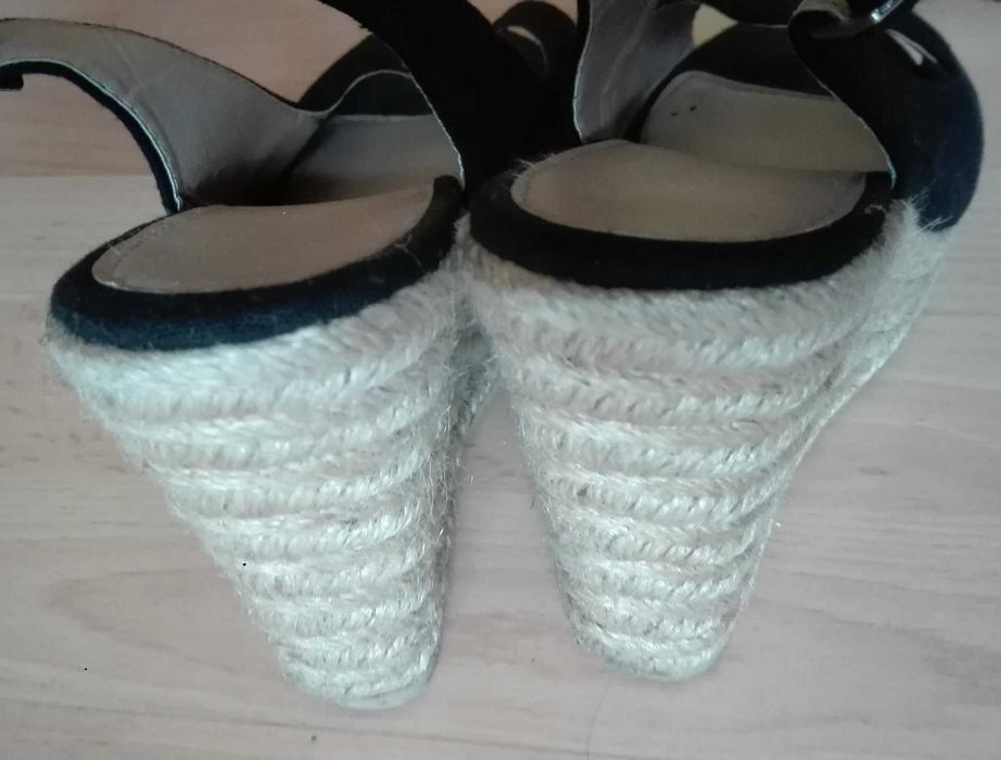 sandały czarne espandryle koturny 36