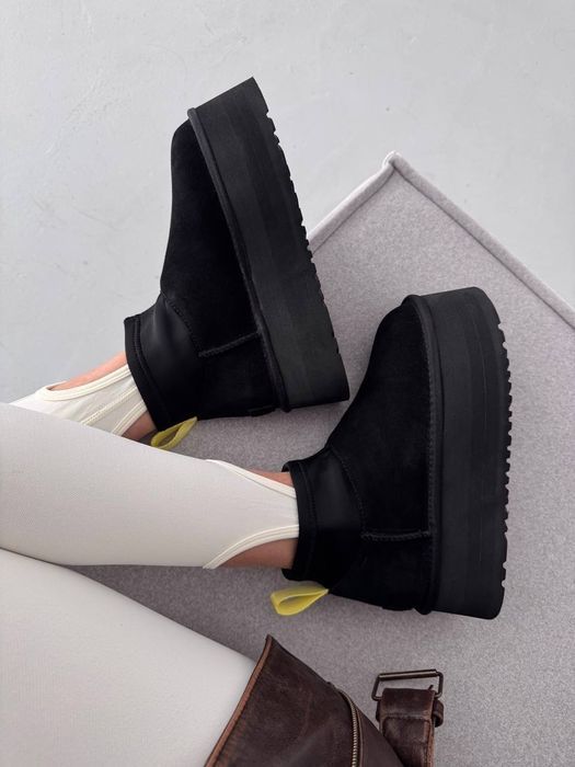 Женские угги UGG Mini Dipper Black жіночі уггі уги угг на платформе