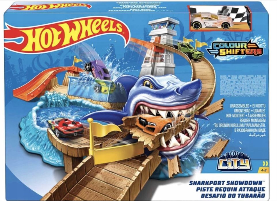 ZESTAW Tor samochodowy Color Shifters Hot Wheels BGK04 Rekin PREZENT!