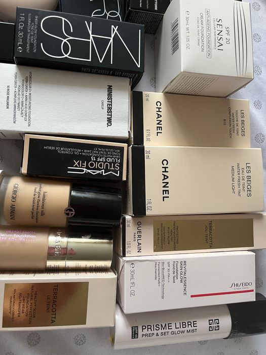 Zestaw podkładów do twarzy Dior,Guerlain,Armani…