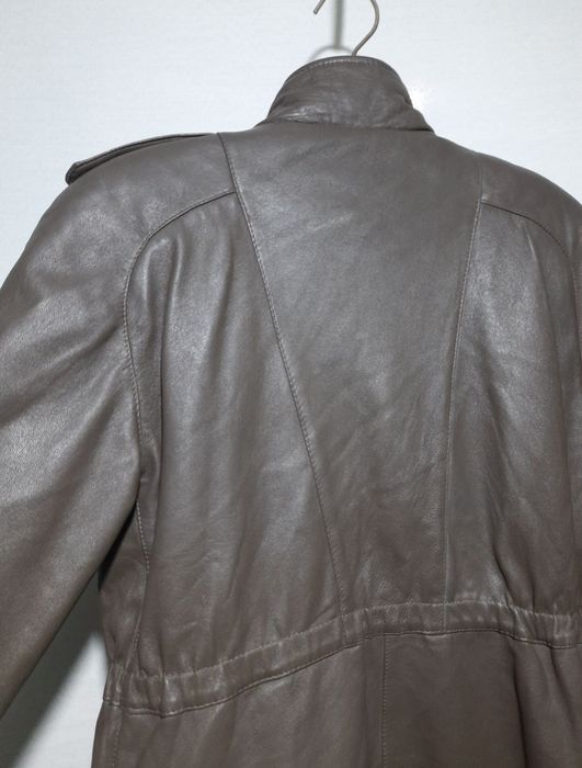 Шкіряна куртка з стійкою і кулісою сіро-коричневого кольору 100% шкіра
