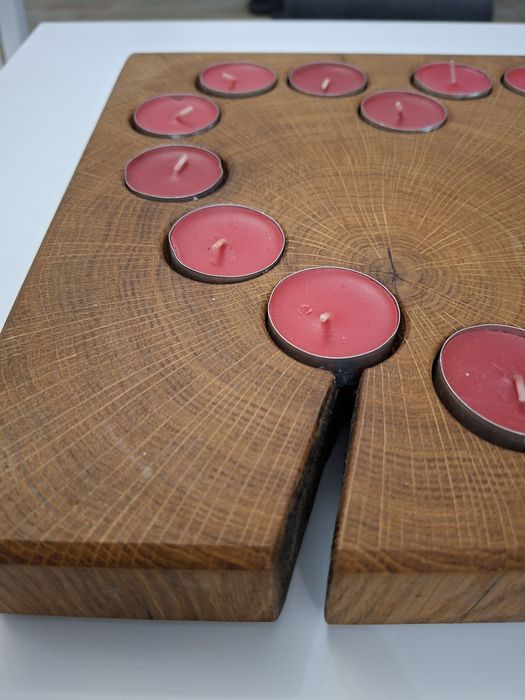 Ręcznie robiony świecznik z plastra  dębu – Serce Loft  Boho