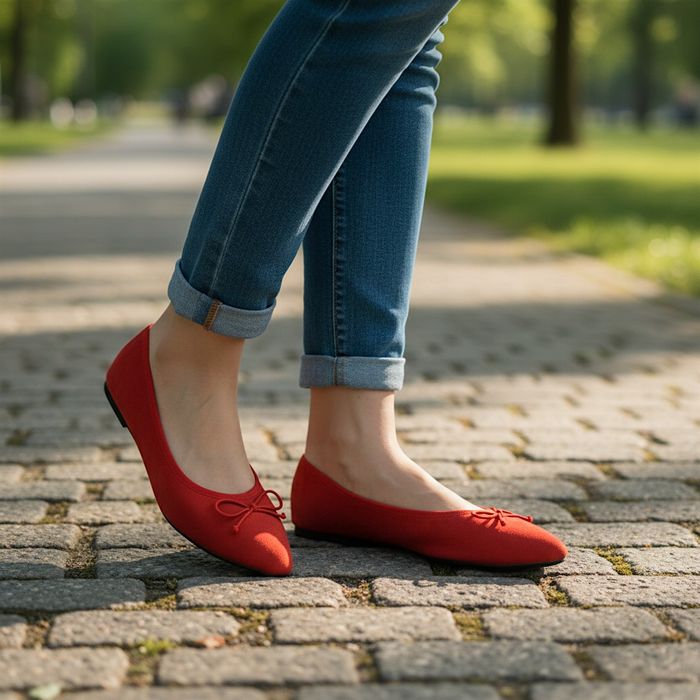 Damskie baleriny czerwone wygodne miękkie płaska podeszwa 6645 rozm 41