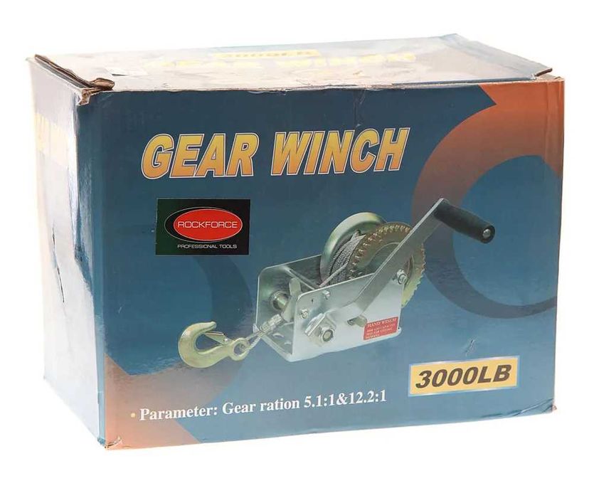 Барабанна лебідка GEAR WINCH (850 кг, 10 м, 5 мм) барабанная лебедка