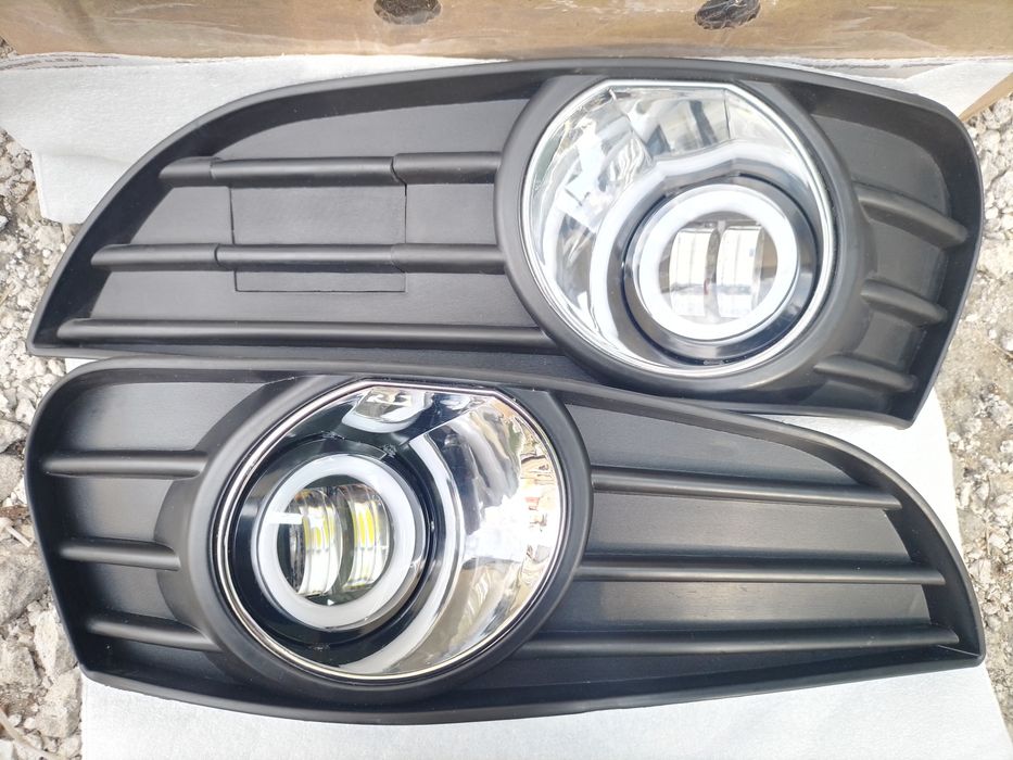 LED противотуманки + дхо с решётками для Джили МК, MK NEW, МК2, МK CROSS.
