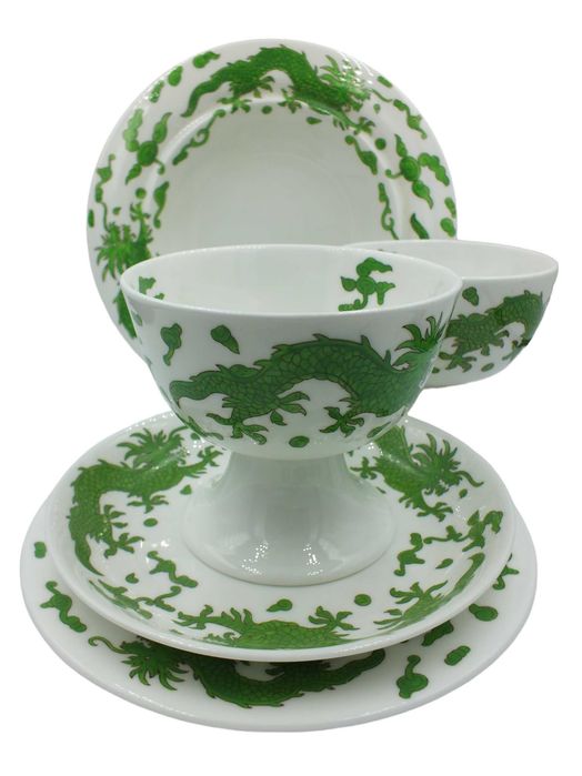 Porcelana kostna, zielone smoki Hammersley b111238