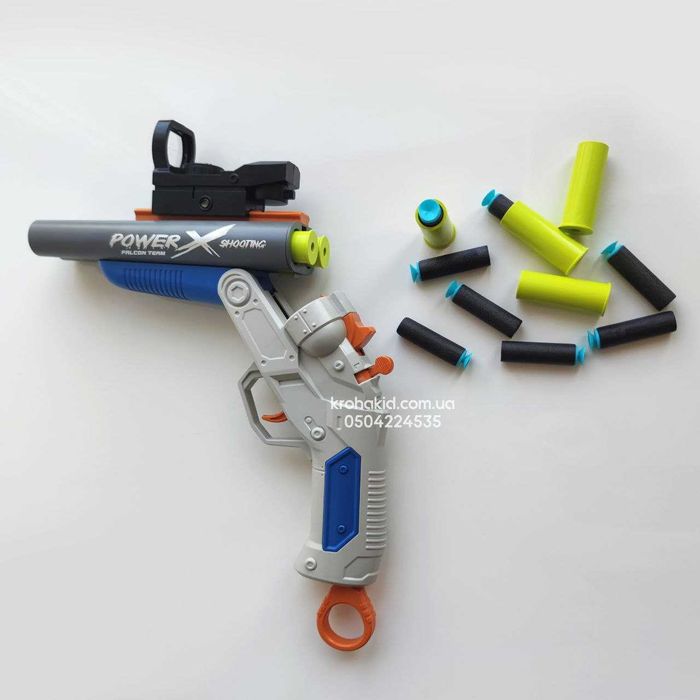 Дитяча двоствольна рушниця на м'яких кулях з гільзами Дробовик 38 см