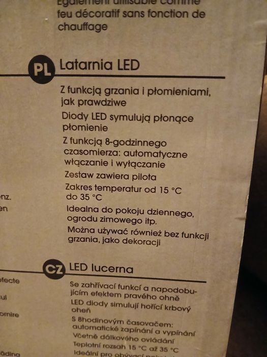 Kominek elektryczny latarnia lampka led