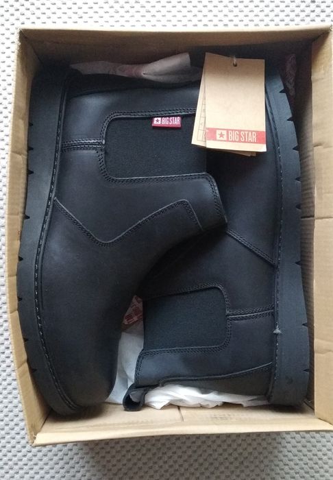 Sztyblety buty męskie czarne skórzane Big Star 45