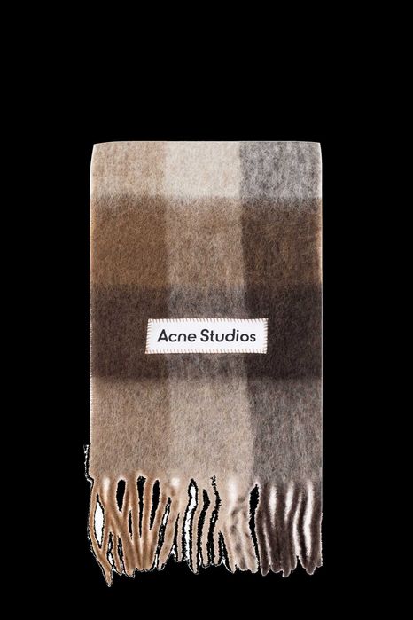 Шарф Acne Studios Checked Wool Fringe Scarf Dark Brown/White/Brown