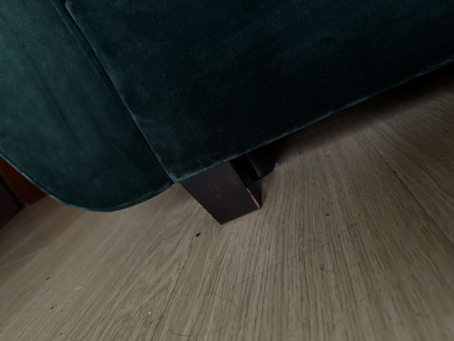 Kanapa rozkładana, zielona aksamitna VIP HAMPTON