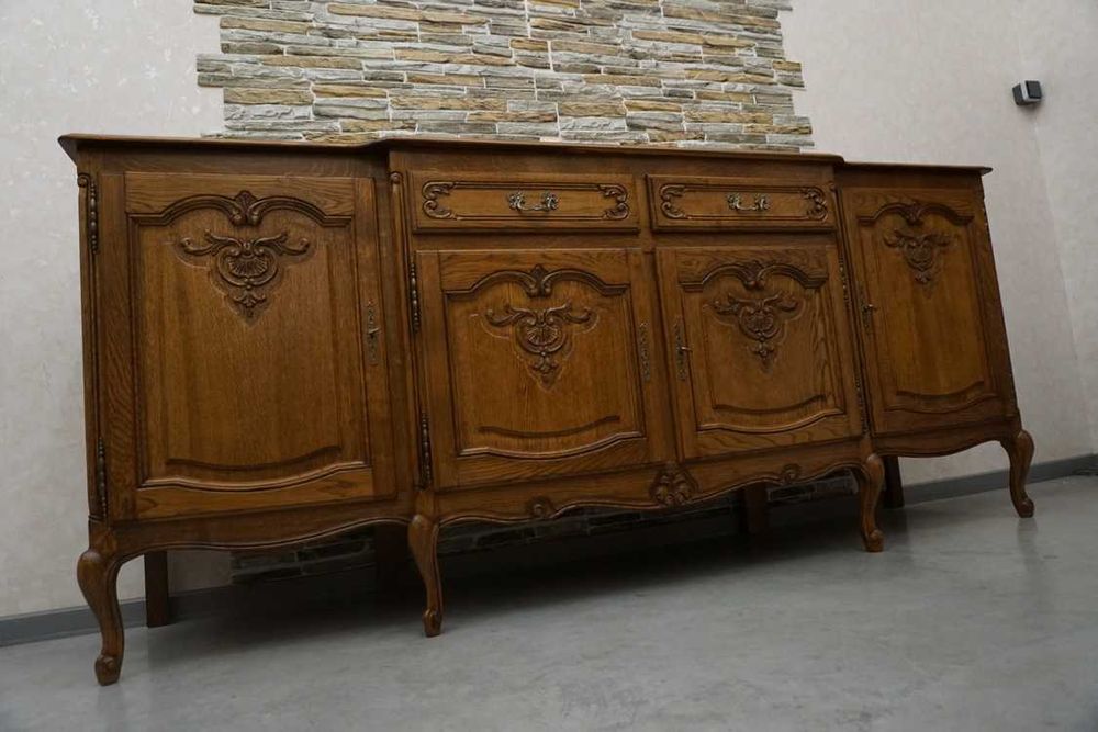 www.HD-MEBEL.pl  Komoda Dębowa Chippendale szer. 220 cm  ( P-1446 )