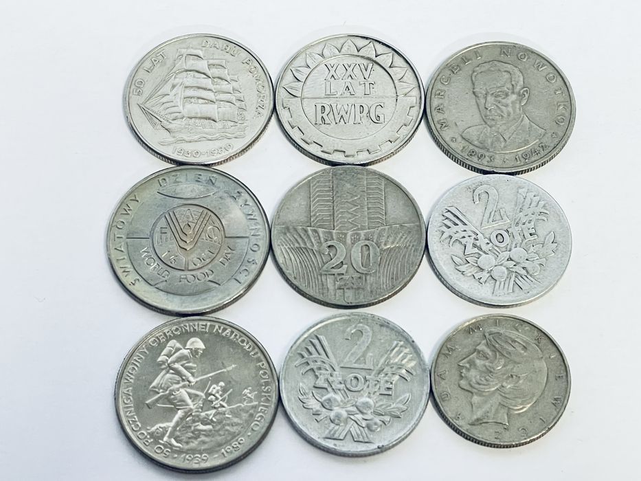 9 monet PRL zestaw monety