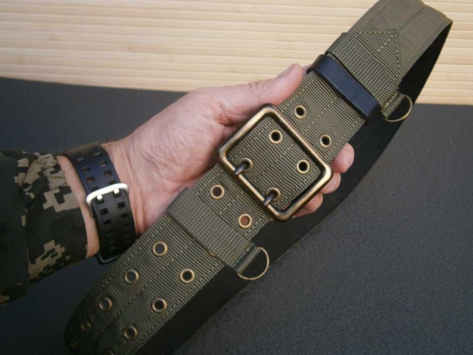 Ремінь офіцерський польовий олива стропа + шкіра 115 см