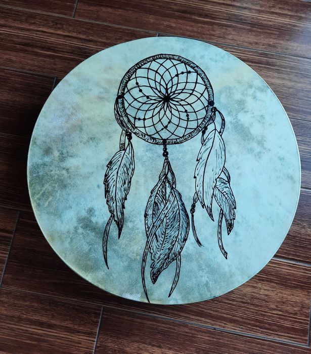 Bęben szamański 47cm + pałka ,ciemna obręcz (wysyłka gratis)