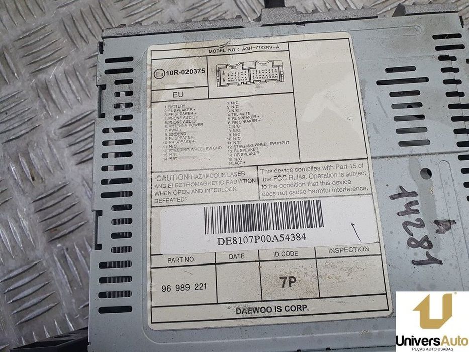 SISTEMA AUDIO / RADIO CD CHEVROLET AVEO / KALOS FASTBACK 2010 -96989221