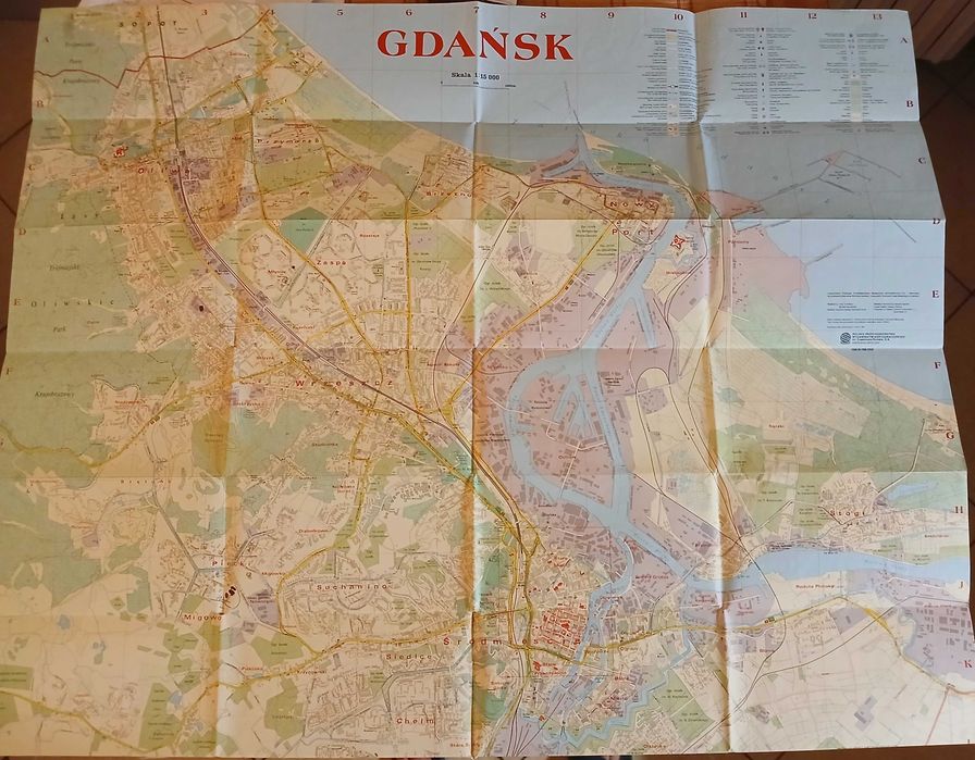 Gdańsk plan miasta 1:15.000 z roku 1995