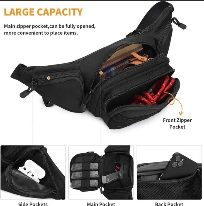 Мужская сумка на пояс/плече с КОБУРОЙ. Цвет: черный, койот, олива.