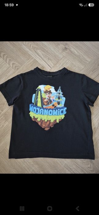 Wojan Team t-shirt r. 128 134 czarna bluzka krótki rękaw dla chłopca