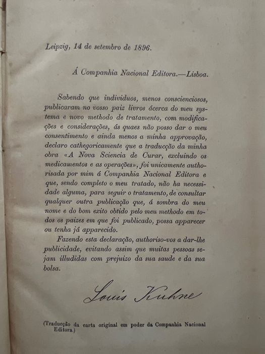 A nova sciencia de curar