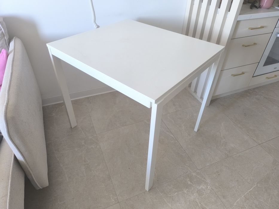 IKEA VIHALS Stół rozkładany, biały, 120/180x74 cm + 2 krzesła