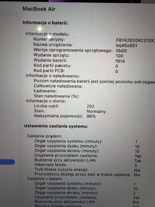 Macbook Air 13” M2 Silver 16/256gb Idealny Bateria 96%