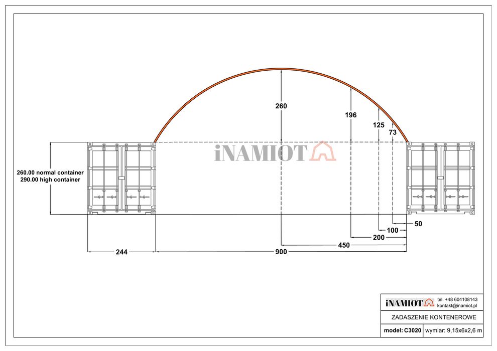 Hala łukowa zadaszanie kontenera dach 9x12 magazynowa namiotowa NOWE