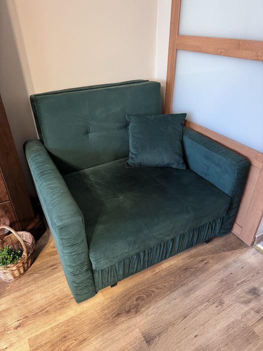 Fotel do spania rozkladany zielony