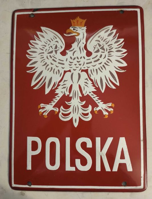 Godło graniczne z napisem POLSKA, emaliowane, 28x21, 100% oryginał