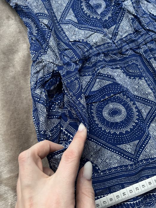 Letni, wakacyjny, wzorzysty, długi kombinezon, niebieski, lindex, M/L