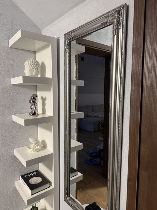 Lustro wiszace srebrne eleganckie glamour