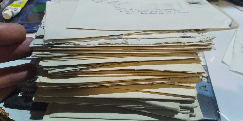 Cartas de correio antigas 1943 endereçáveis c selo e carimbos da época
