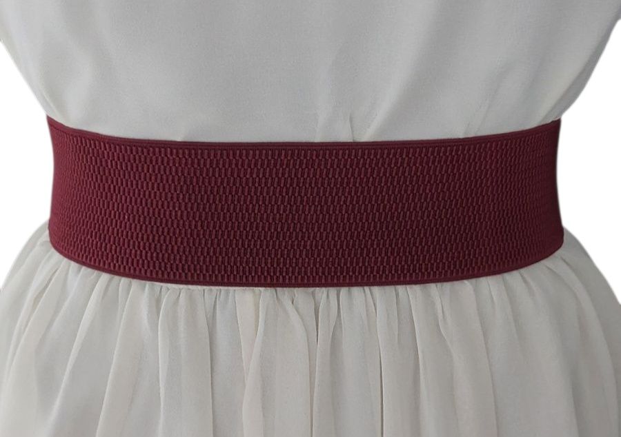Elastyczny burgundowy szeroki pasek damski