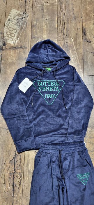 Granatowy włoski dres damski premium welurowy welur cudo S