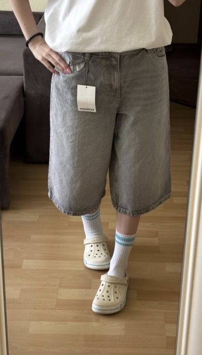 Шорти Bershka сірі super baggy