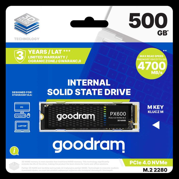 Новый SSD M.2 2280 500Gb Goodram PX600 PCIe gen 4 x4 NVMe 3D NAND