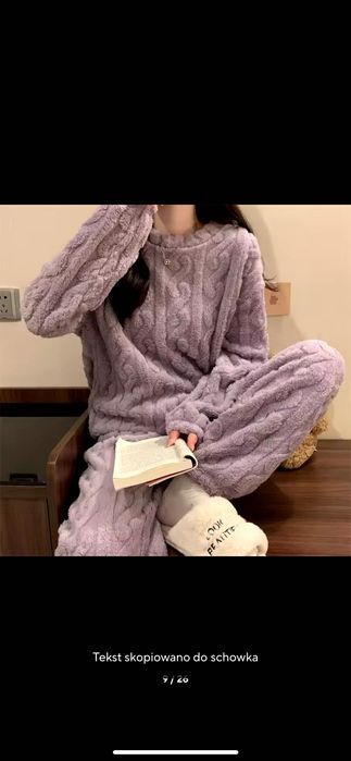 Nowa piżama fioletowa damska zimowa pluszowa komplet ciepły na zimę 36