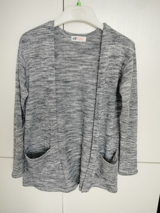 Kardigan blezer z kieszeniami H&M 152 szary melanż