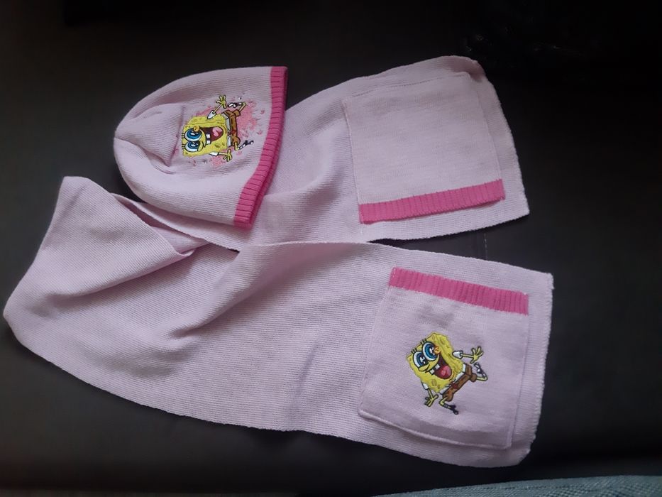 Komplet czapka szalik Sponge Bob Kanciastoporty Nickelodeon rozmiar 52