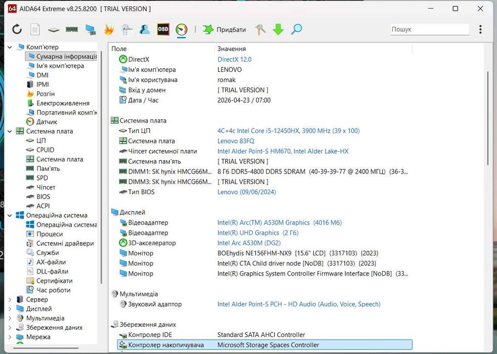 Lenovo Loq i5-12450HX, Arc530m 4gb
