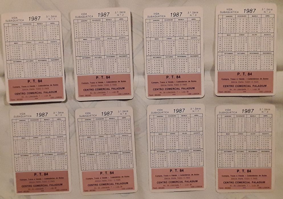 Calendários de bolso 1987 - Tema: Vida Subaquática