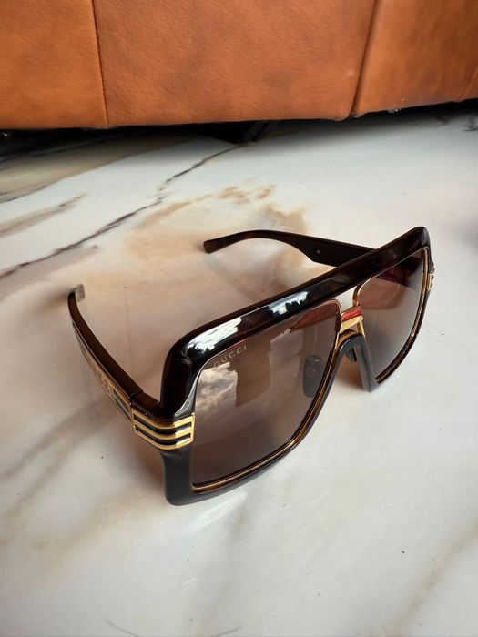 GUCCI okulary przeciwsłoneczne unisex brązowo złote