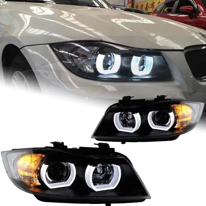 BMW E90 2005–2012 Reflektory Przednie LED Bi-Xenon DRL Angel Eyes Komplet